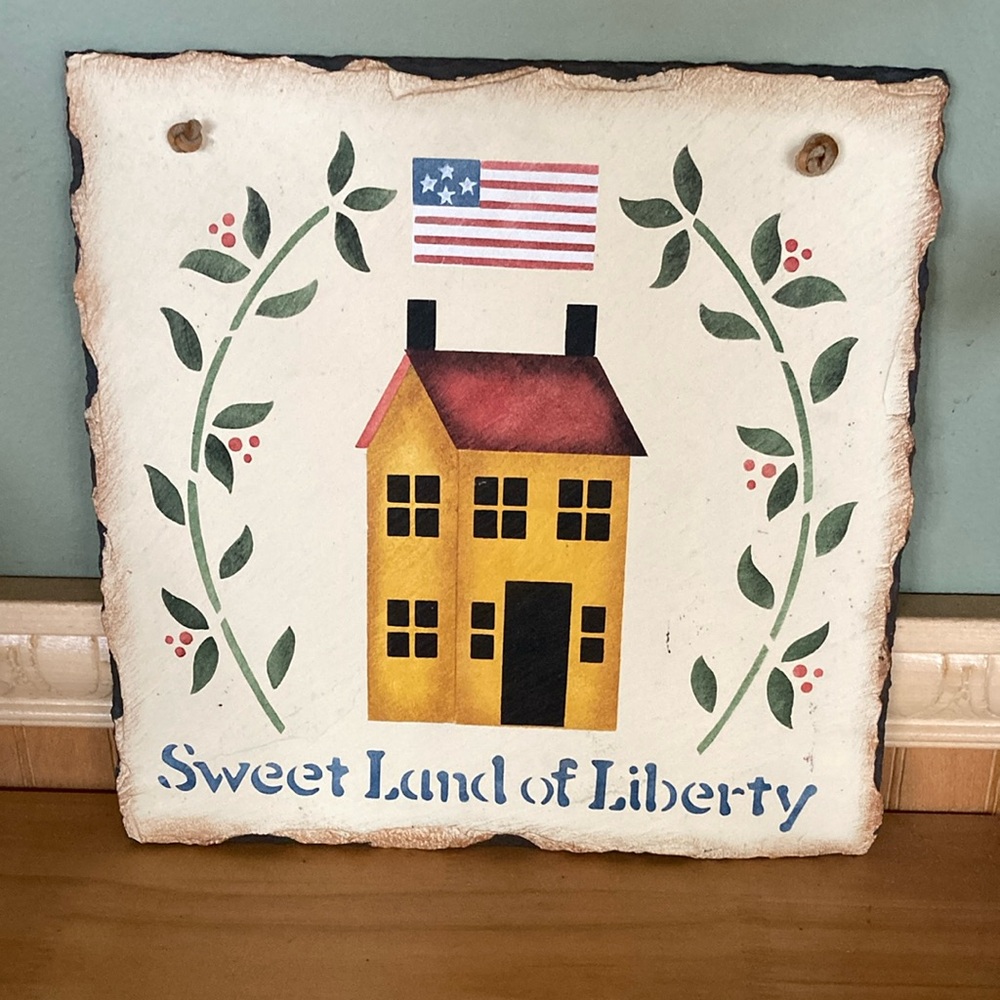 “Sweet Land of Liberty” slate wall hanging
